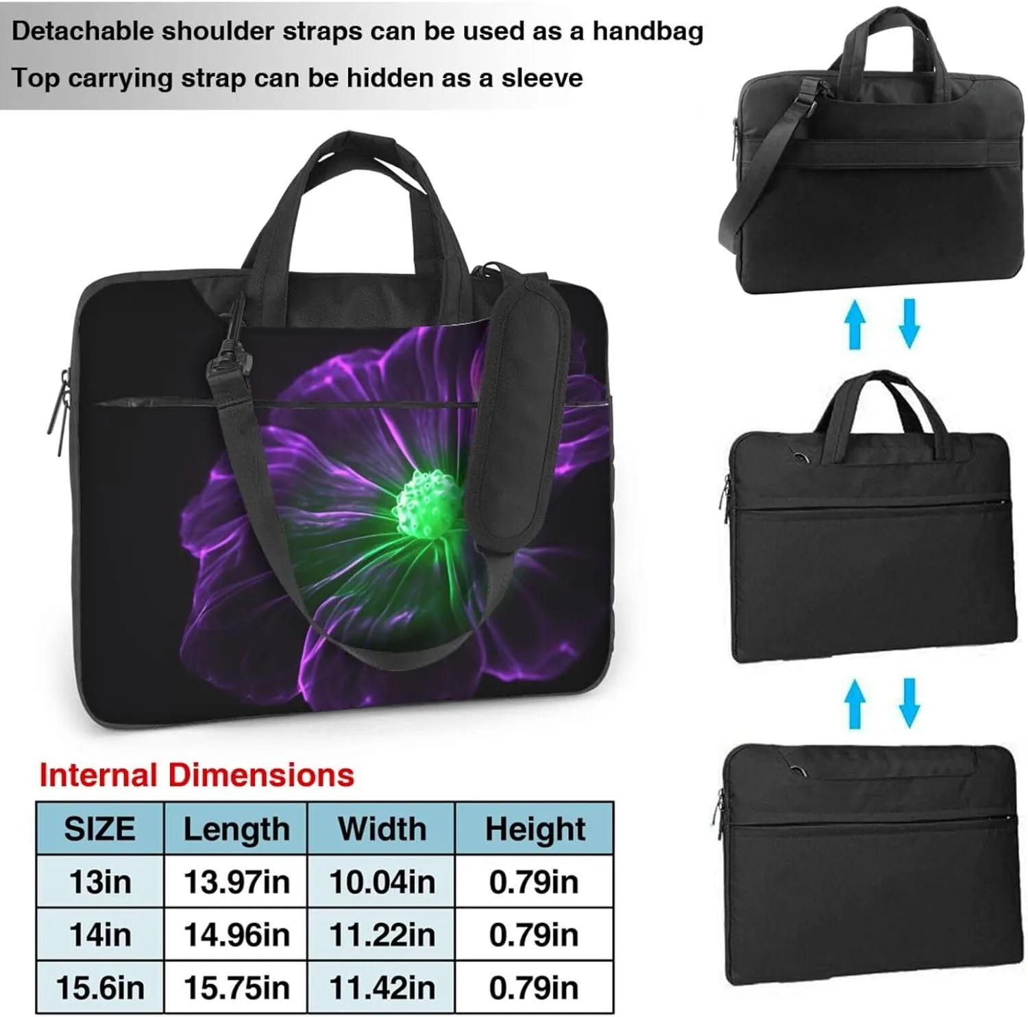 Laptop Tote Bag Men Women Violet Green Glow Shoulder Laptop Sleeve Briefcase Messenger Computer Bag