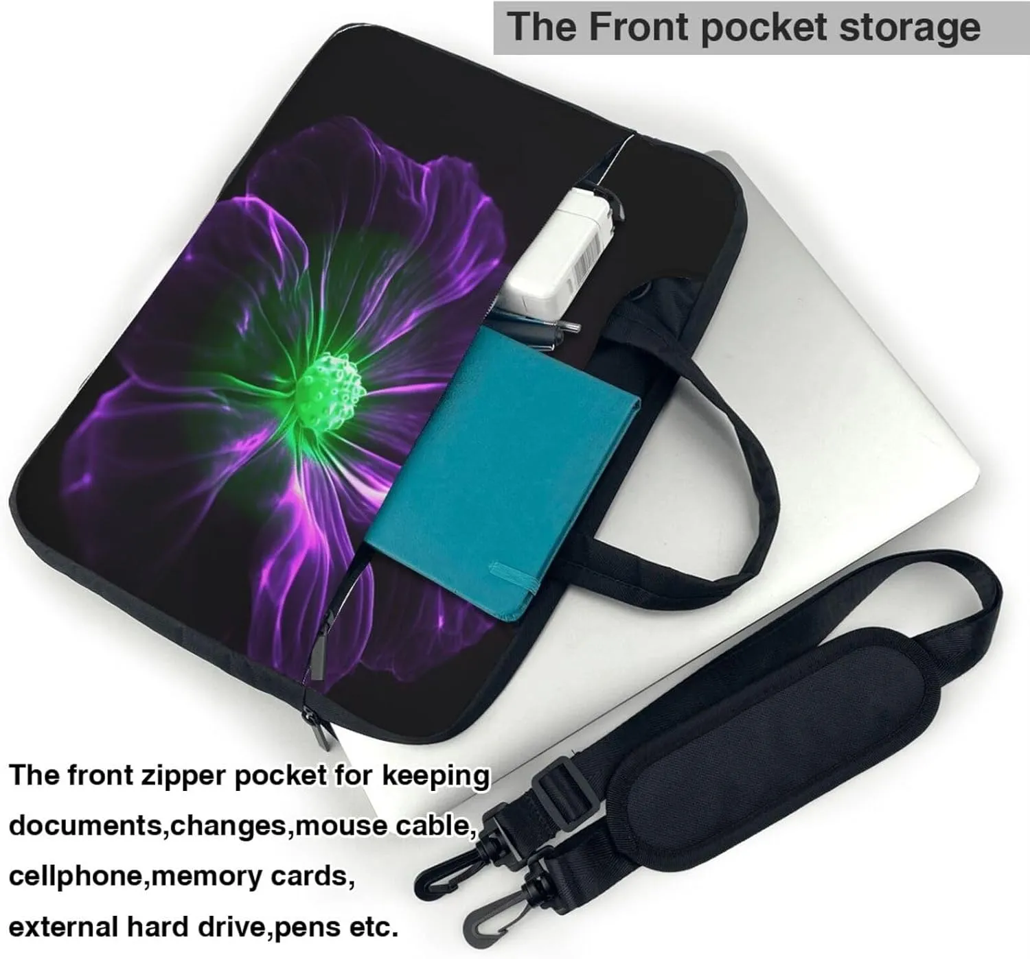Laptop Tote Bag Men Women Violet Green Glow Shoulder Laptop Sleeve Briefcase Messenger Computer Bag