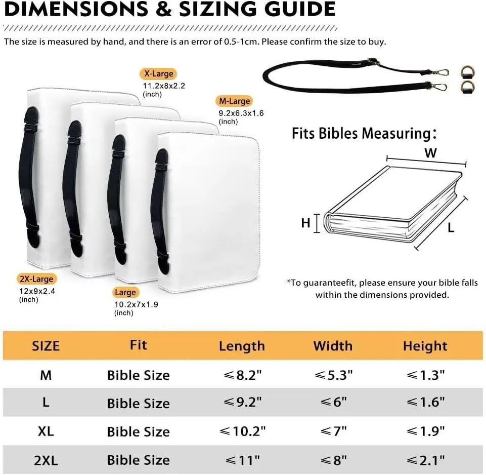 Large Bible Cover Case with Handles & Shoulder Strap Bible Case Stylish Bible Bag