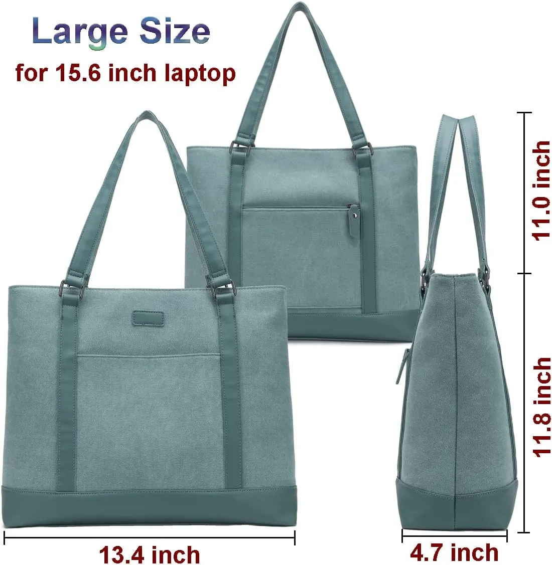 Large Tote Bags for Women 15.6 Inch Laptop Bag Lightweight Canvas Professional Work Briefcase
