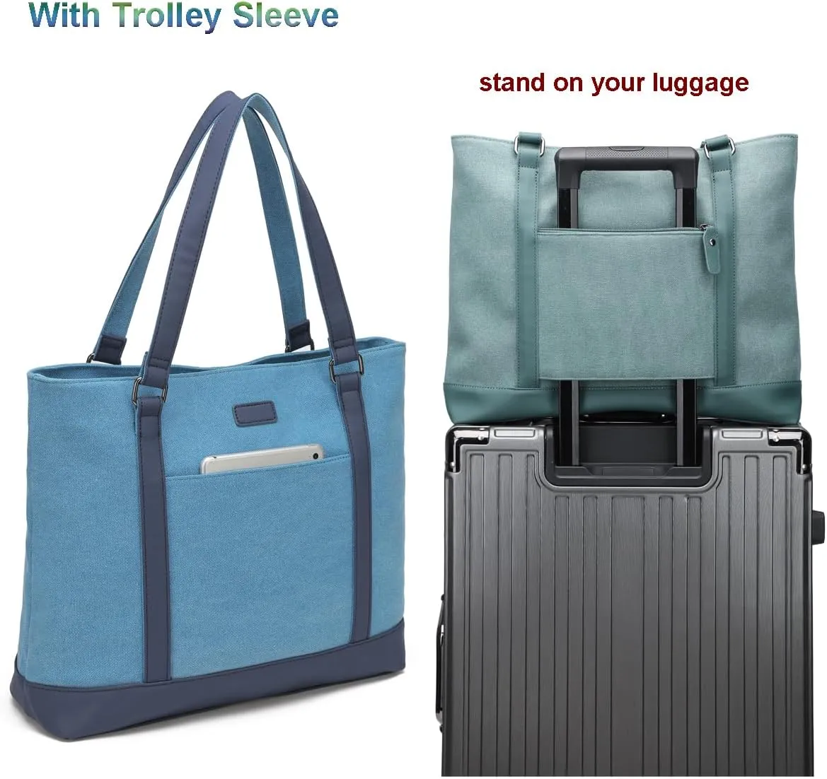 Large Tote Bags for Women 15.6 Inch Laptop Bag Lightweight Canvas Professional Work Briefcase