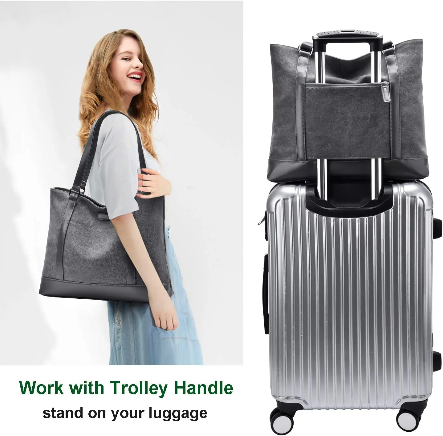 Large Tote Bags for Women 15.6 Inch Laptop Bag Lightweight Canvas Professional Work Briefcase