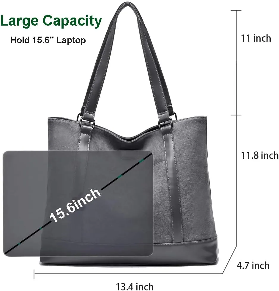 Large Tote Bags for Women 15.6 Inch Laptop Bag Lightweight Canvas Professional Work Briefcase