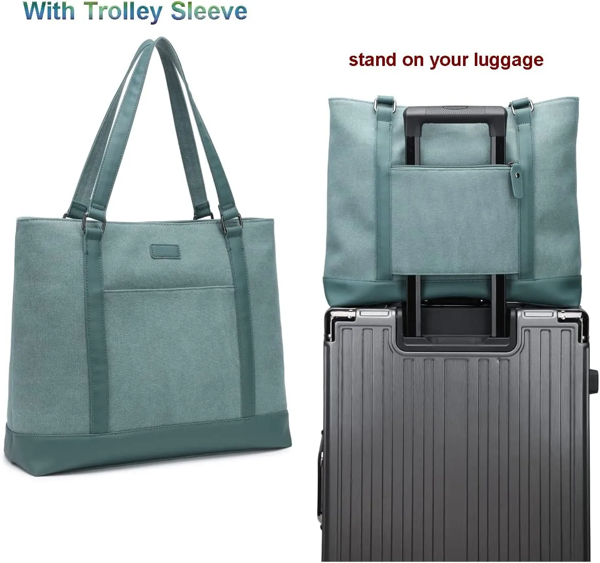 Large Tote Bags for Women 15.6 Inch Laptop Bag Lightweight Canvas Professional Work Briefcase