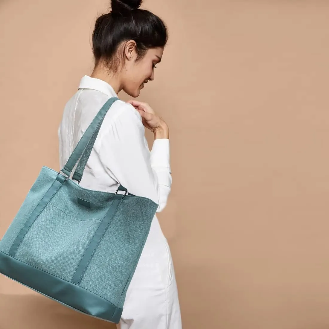 Large Tote Bags for Women 15.6 Inch Laptop Bag Lightweight Canvas Professional Work Briefcase