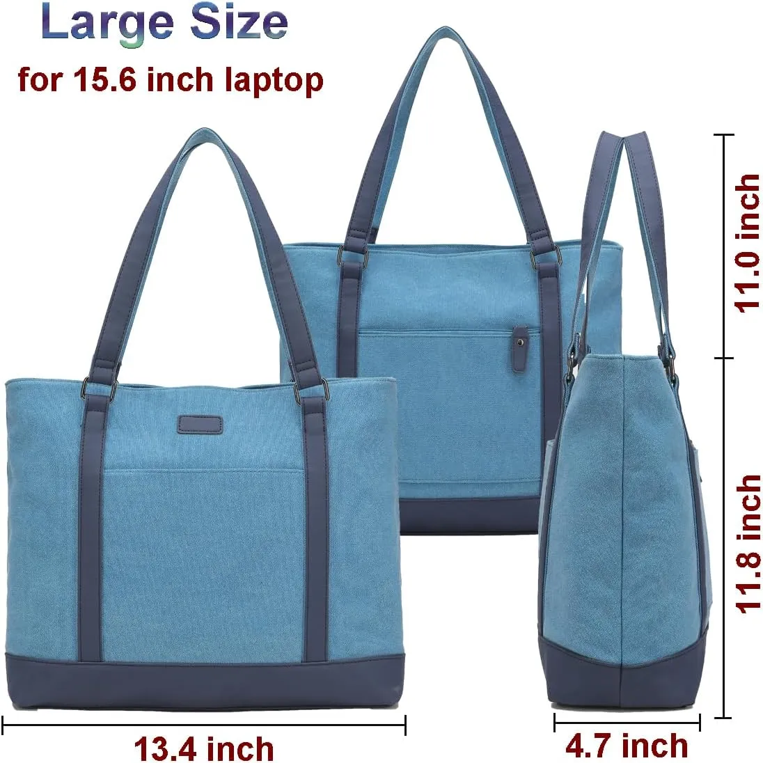 Large Tote Bags for Women 15.6 Inch Laptop Bag Lightweight Canvas Professional Work Briefcase