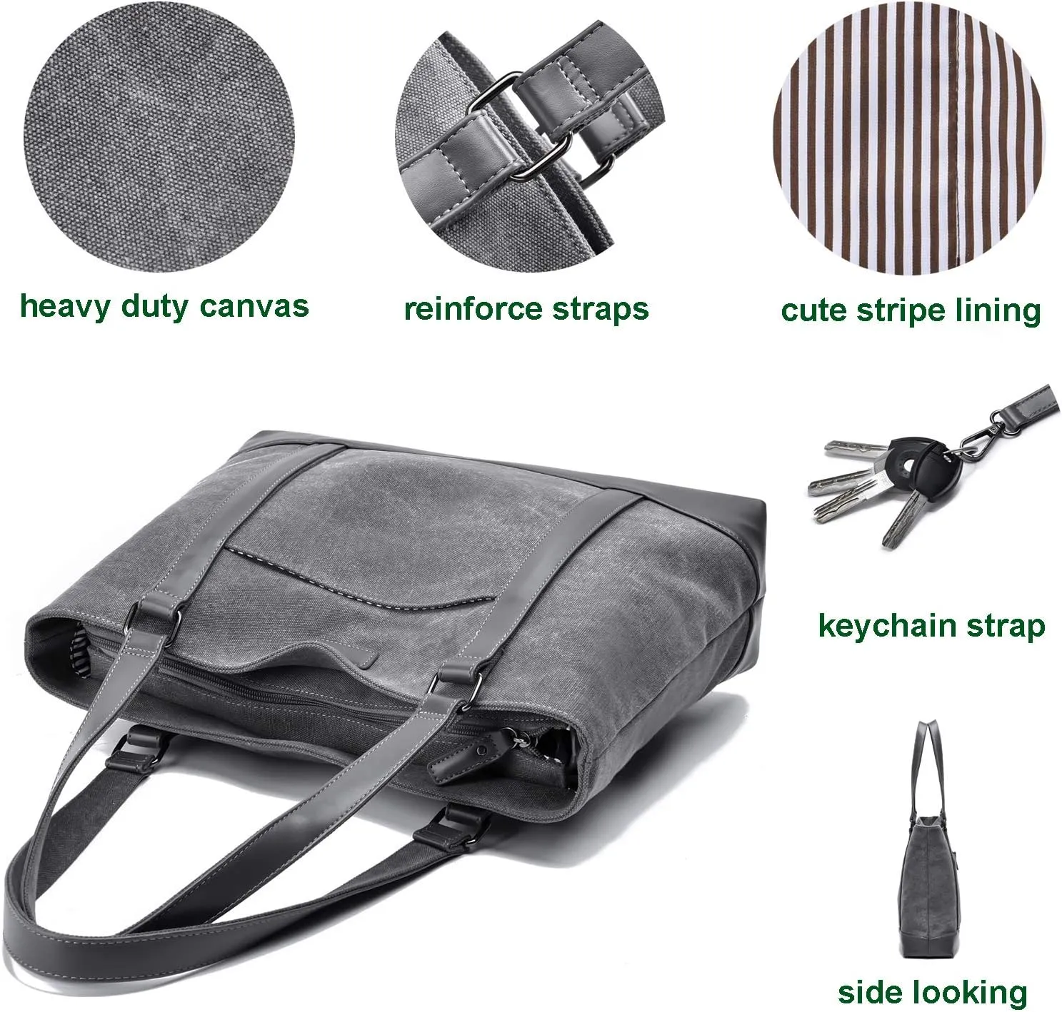 Large Tote Bags for Women 15.6 Inch Laptop Bag Lightweight Canvas Professional Work Briefcase