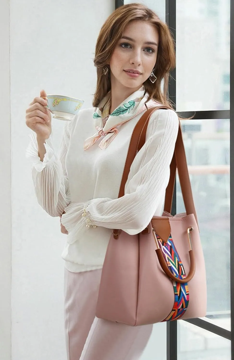 Large Tote Satchel Handbags for Women Work Shoulder Bag Top Handle Totes Purse with Matching Wallet 4pcs