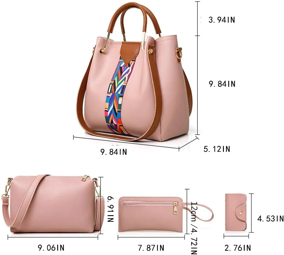 Large Tote Satchel Handbags for Women Work Shoulder Bag Top Handle Totes Purse with Matching Wallet 4pcs