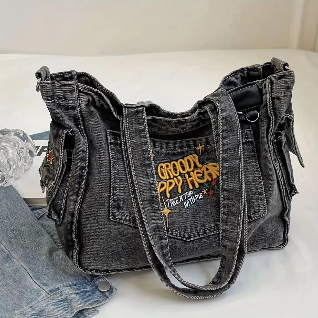 Large Vintage-Style Tote Bag