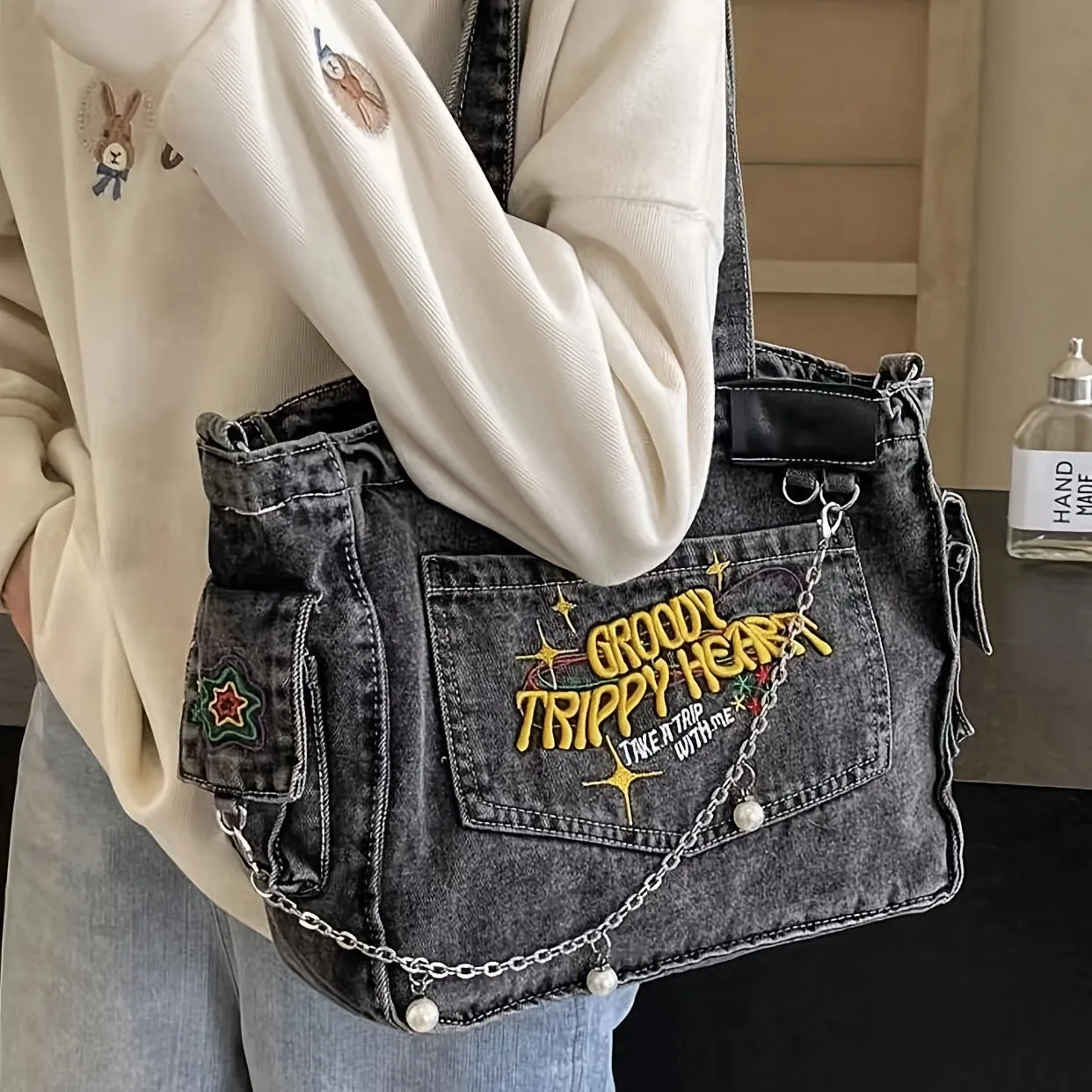 Large Vintage-Style Tote Bag