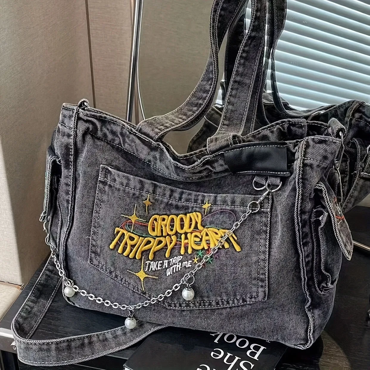 Large Vintage-Style Tote Bag
