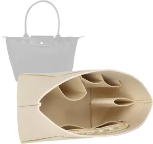 Lckaey Purse Organizer Insert for longchamps bags for women(Large) Handbags Organizer 1012BEIGE-L