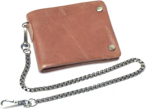 Le'aokuu Mens Genuine Crazy Horse Leather Cowhide Bifold Card Case Purse Wallet Snap Button