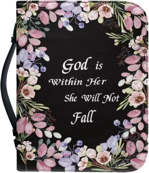 Leather Bible Covers for Women Aesthetic Floral Bible Quotes Bible Carrying Case with Handle