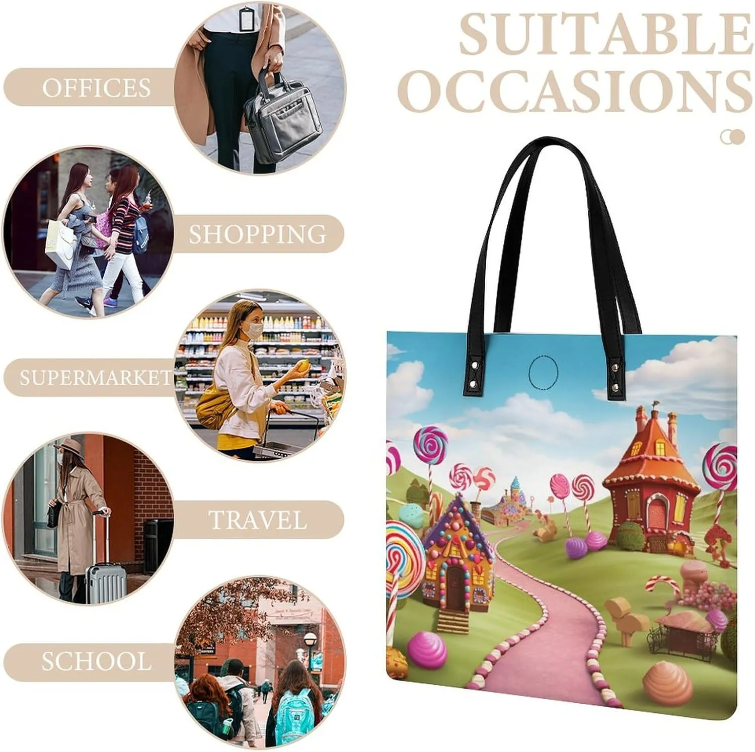 Leather Handbag for Women Tote Bag with Magnetic Buckle Bass Fishing Wave Crossbody Bag Shoulder Bags