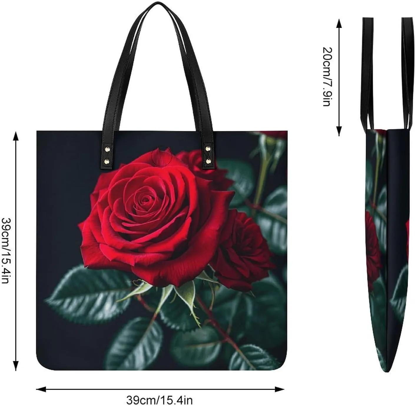 Leather Handbag for Women Tote Bag with Magnetic Buckle Flower Crossbody Bag Shoulder Bags