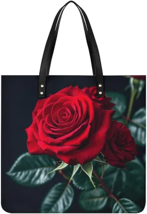 Leather Handbag for Women Tote Bag with Magnetic Buckle Flower Crossbody Bag Shoulder Bags