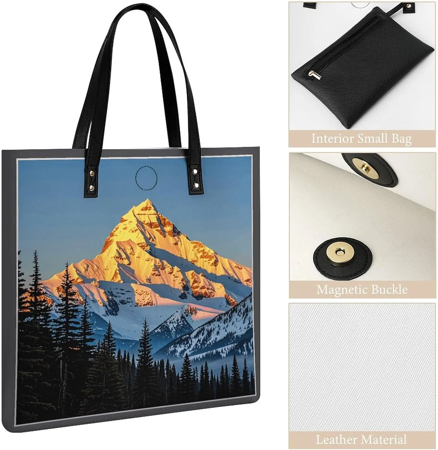 Leather Handbag for Women Tote Bag with Magnetic Buckle Hummingbirds Irises Flowers Crossbody Bag Shoulder Bags