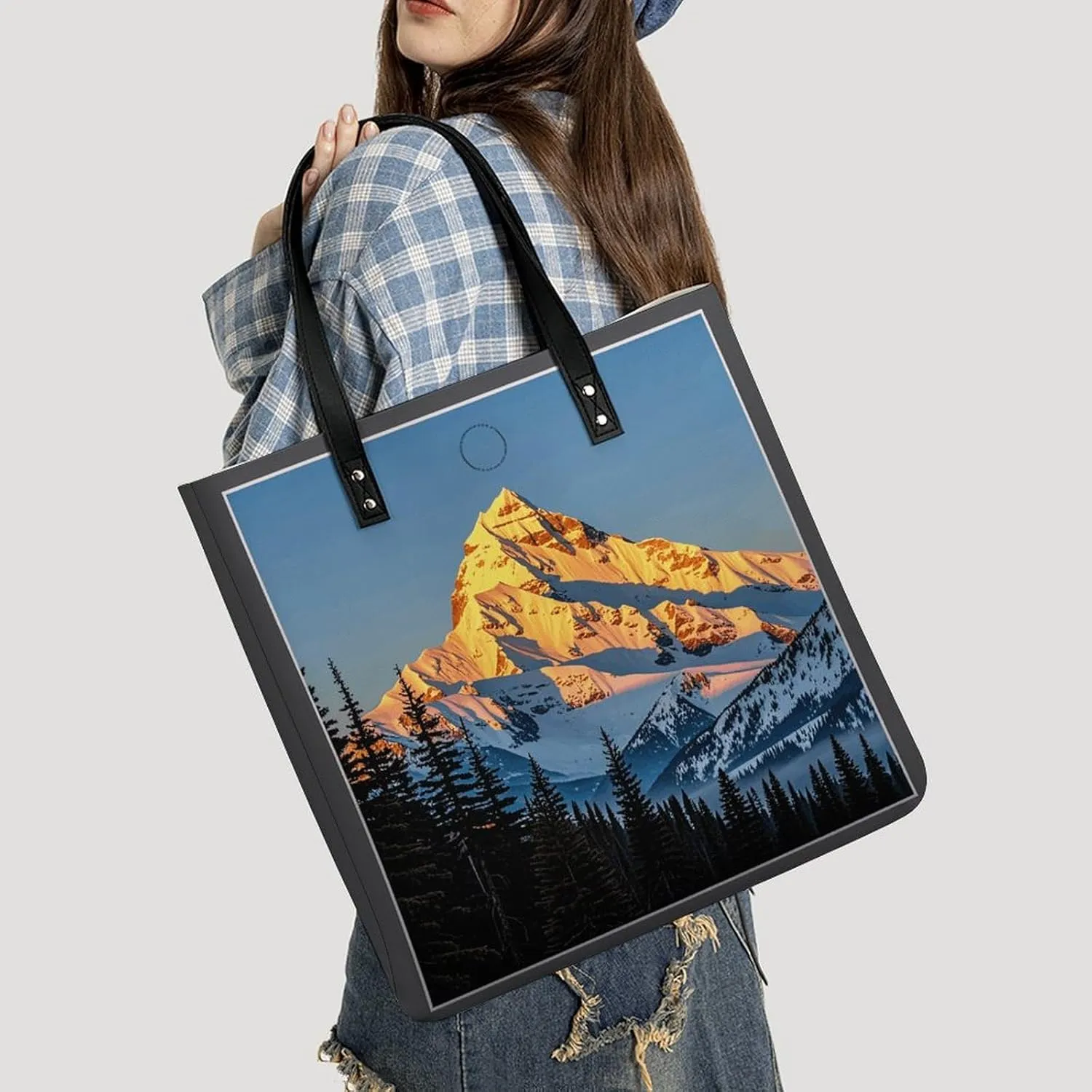 Leather Handbag for Women Tote Bag with Magnetic Buckle Hummingbirds Irises Flowers Crossbody Bag Shoulder Bags