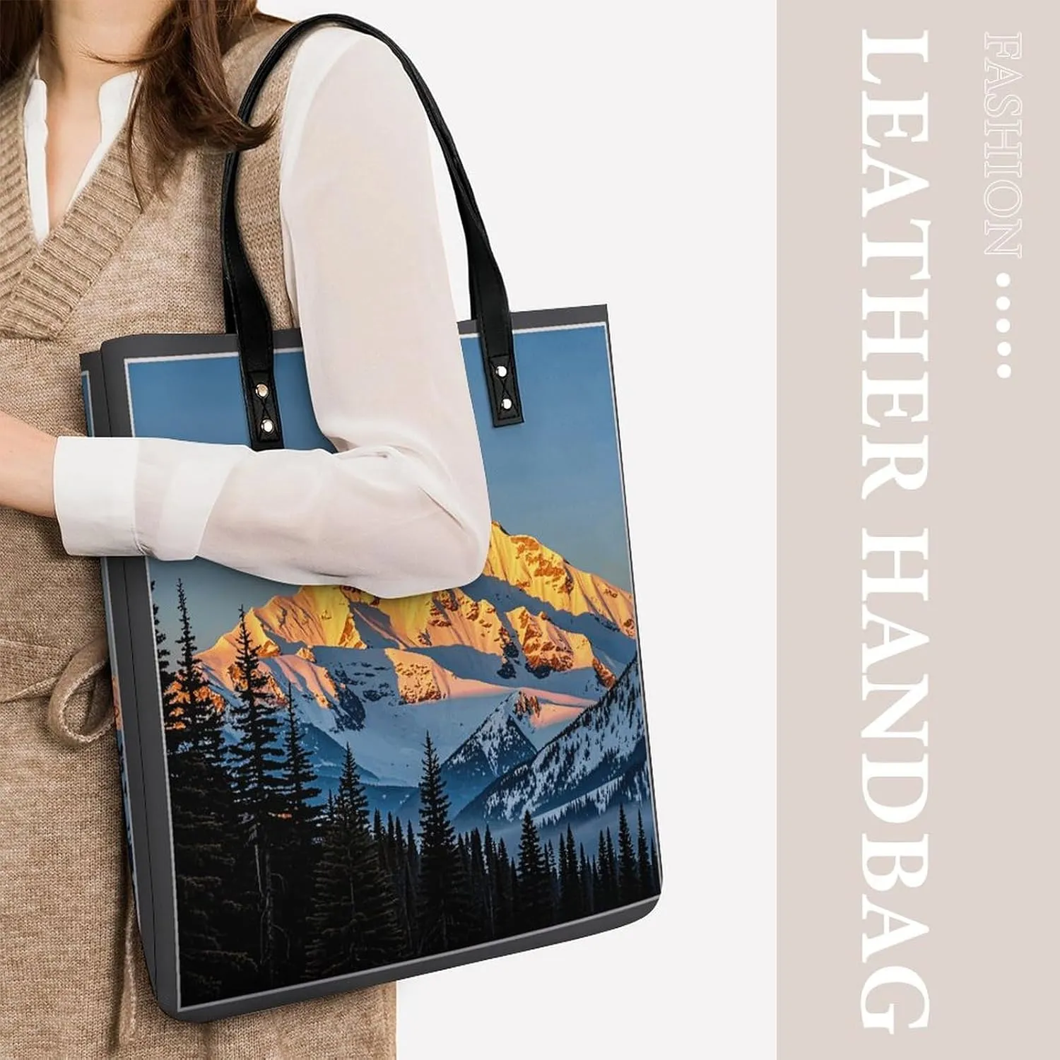 Leather Handbag for Women Tote Bag with Magnetic Buckle Hummingbirds Irises Flowers Crossbody Bag Shoulder Bags