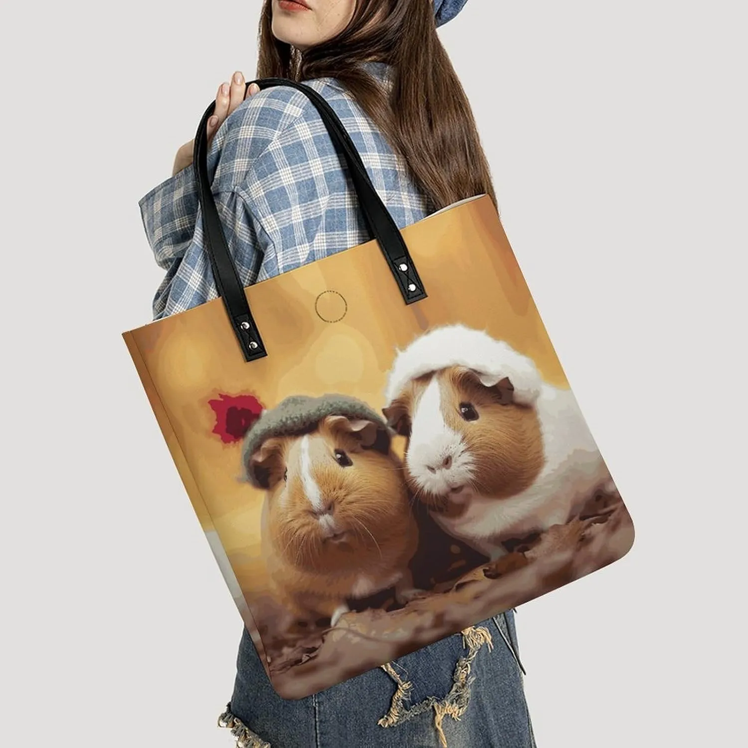 Leather Handbag for Women Tote Bag with Magnetic Buckle Kiwi Slice Crossbody Bag Shoulder Bag