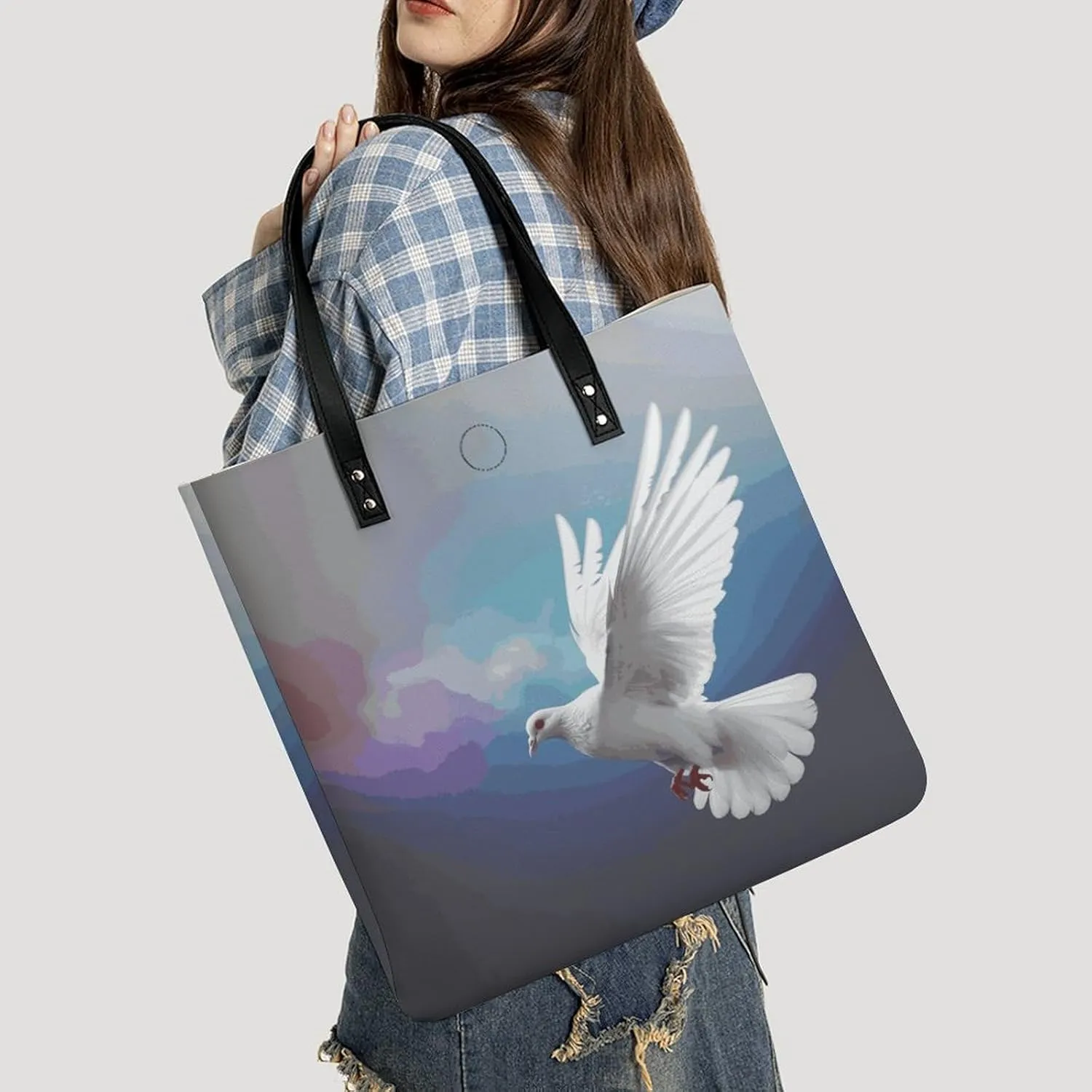 Leather Handbag for Women Tote Bag with Magnetic Buckle Rainbow Color Plaid-png Crossbody Bag Shoulder Bags