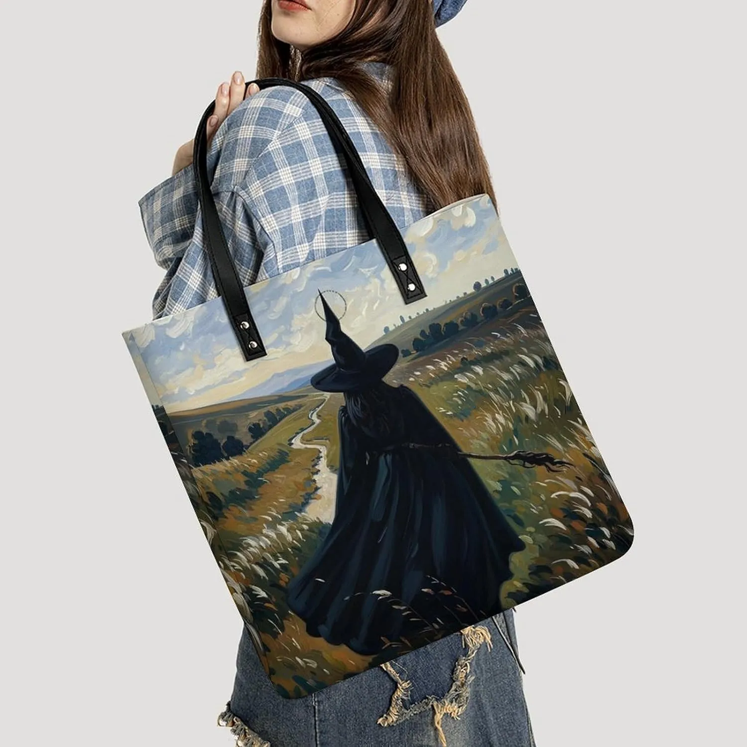 Leather Handbag for Women Tote Bag with Magnetic Buckle Vintage Octopus Crossbody Bag Shoulder Bags