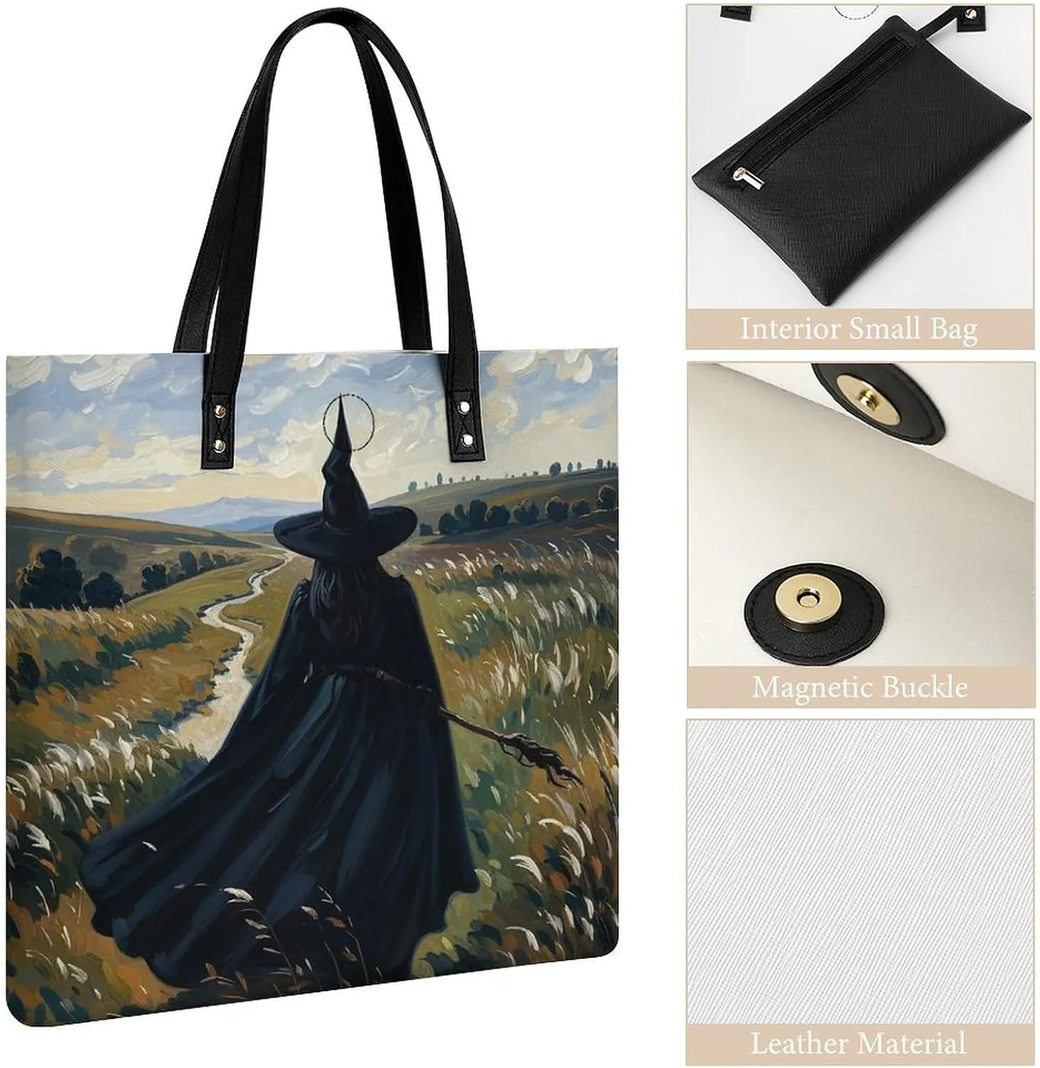 Leather Handbag for Women Tote Bag with Magnetic Buckle Vintage Octopus Crossbody Bag Shoulder Bags