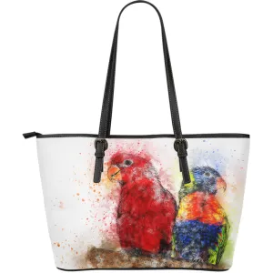 Leather Tote Bag - Large Parrots