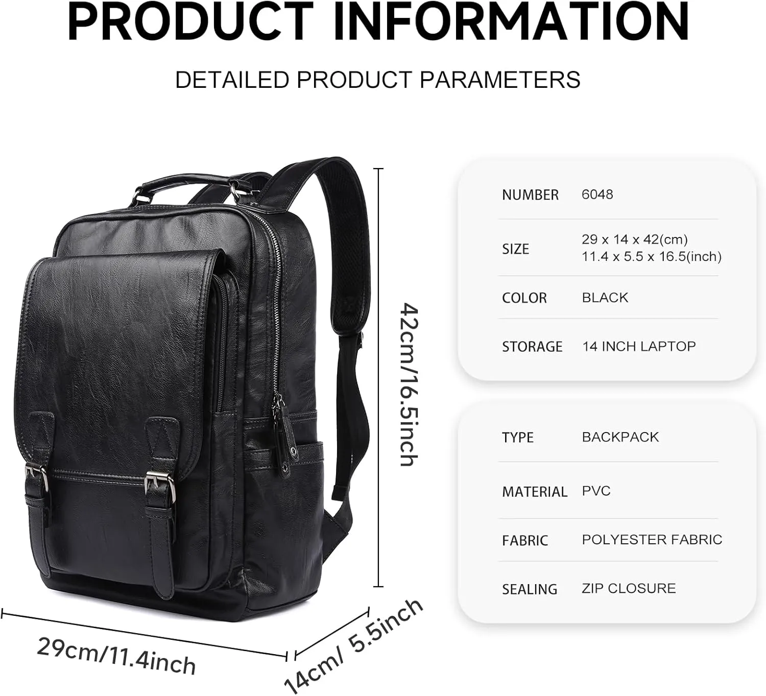 Leather Travel Laptop Backpack For Men Fit 15.6" Waterproof Vintage Backpack Business Work Knapsack College Commute Hiking Black Backpacks
