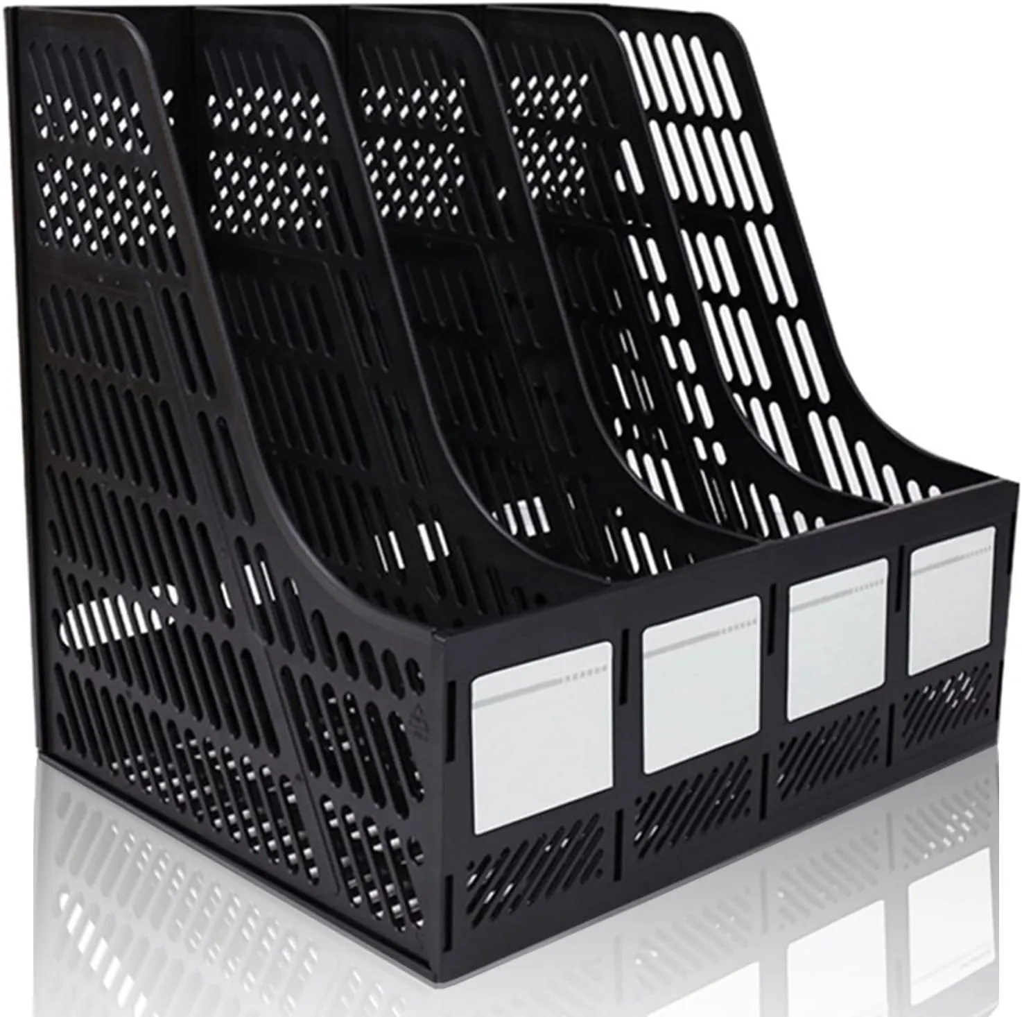 Lemical File Holder Desktop Filing File Box 4 Compartments Vertical File Organizer Magazine Rack Book Holder Frames Binder Holder for Home Office School