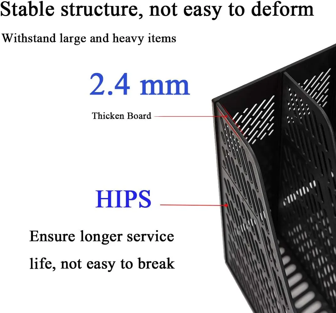 Lemical File Holder Desktop Filing File Box 4 Compartments Vertical File Organizer Magazine Rack Book Holder Frames Binder Holder for Home Office School