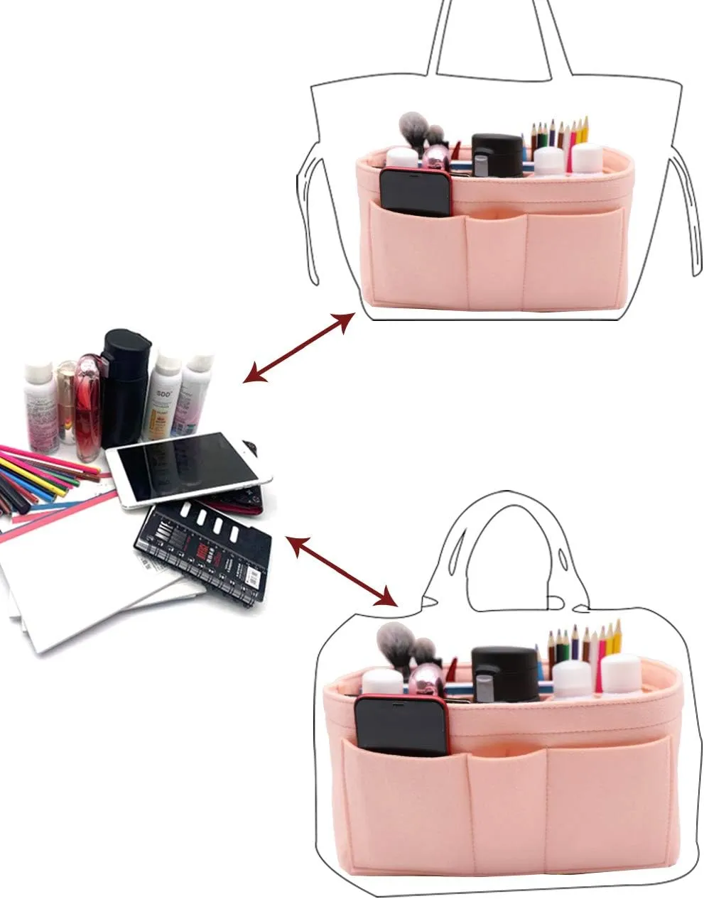 LEXSION Felt Insert Bag Organizer Bag In Bag For Handbag Purse Organizer Fits Speedy Neverful
