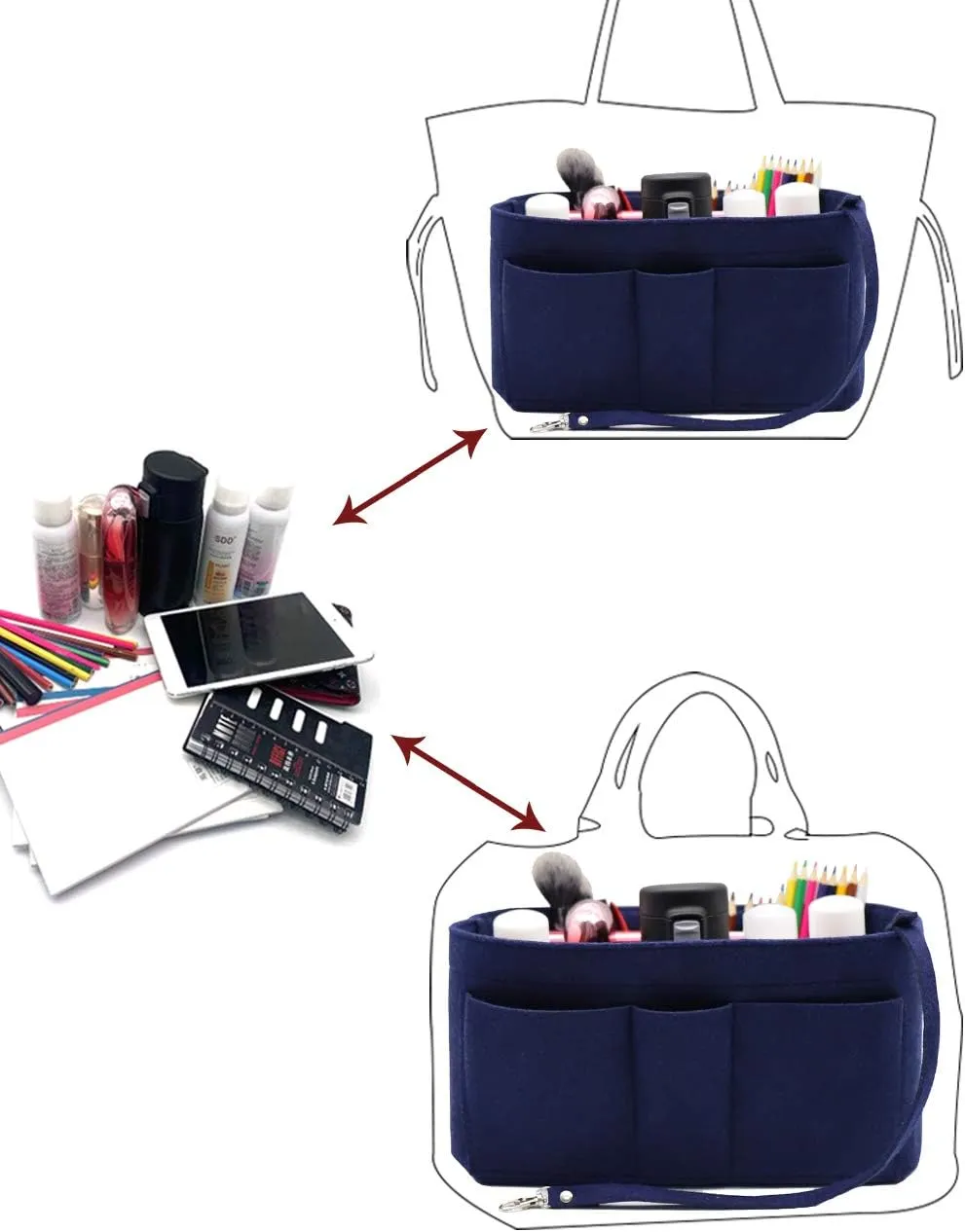 LEXSION Felt Insert Bag Organizer Bag In Bag For Handbag Purse Organizer Fits Speedy Neverful