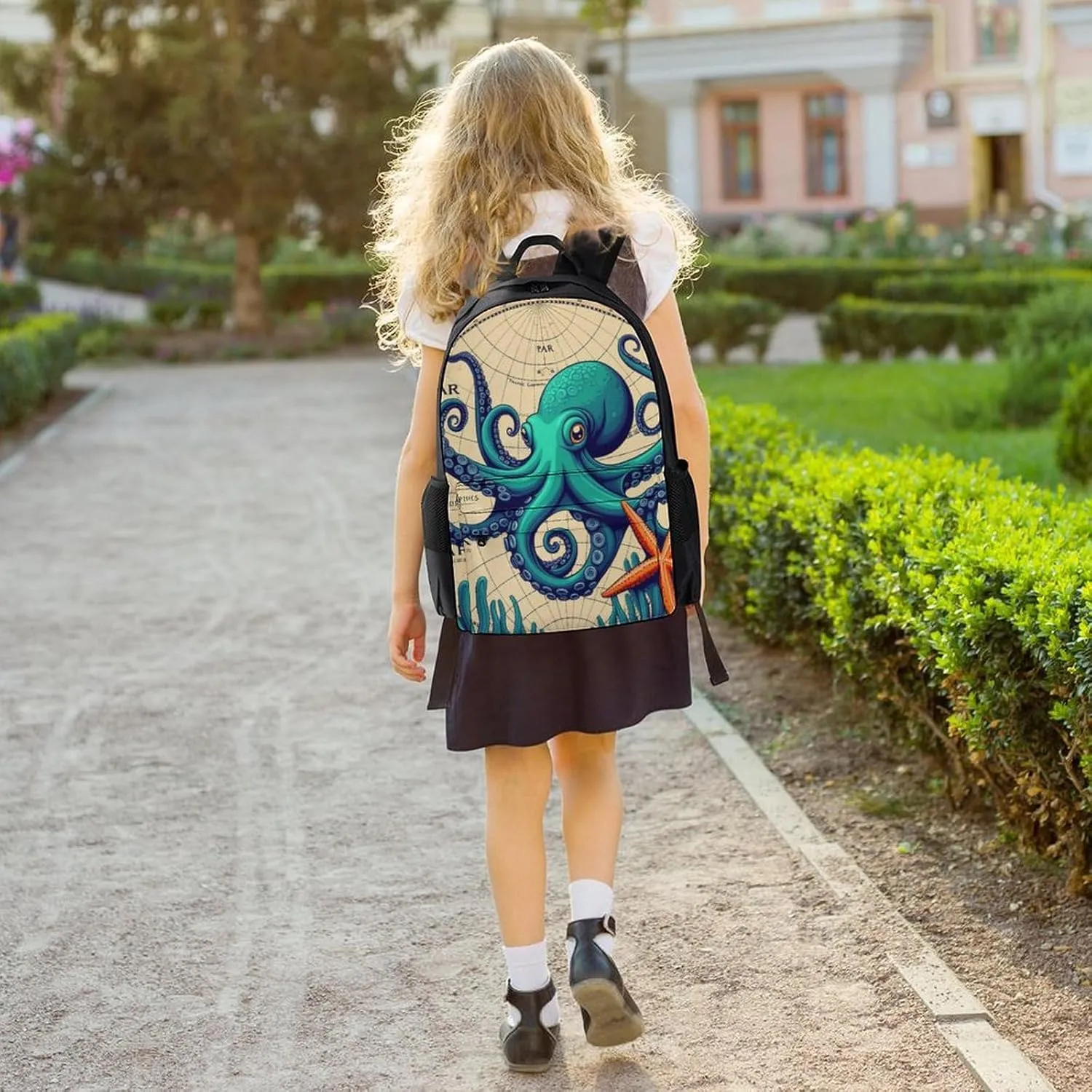 Lightweight Daypack Bookbag for Trekking Business Walking Cycling - Big Capacity Anti-Theft Multipurpose Carry On Bag, Retro Octopus Art Business Computer Bag