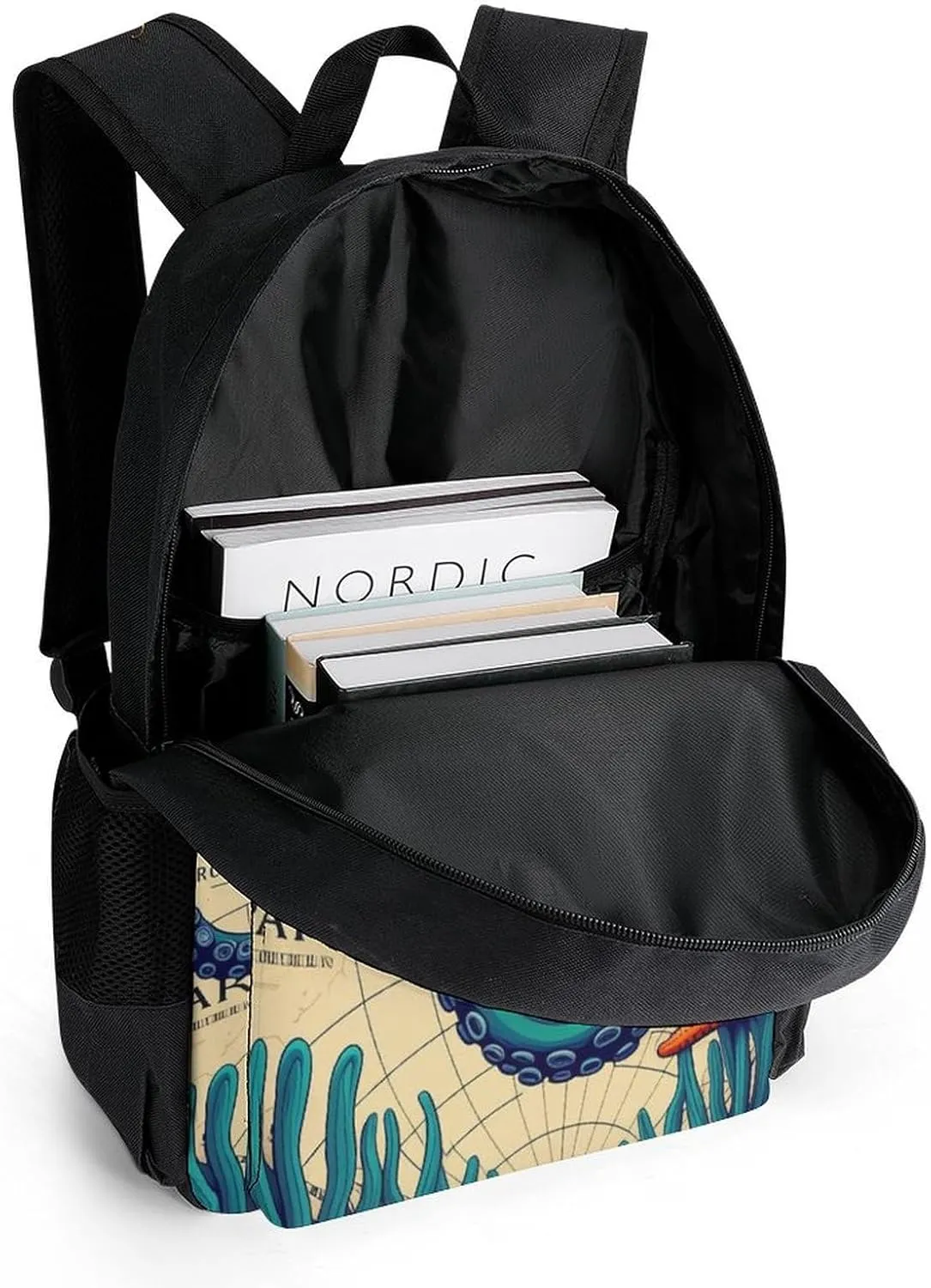 Lightweight Daypack Bookbag for Trekking Business Walking Cycling - Big Capacity Anti-Theft Multipurpose Carry On Bag, Retro Octopus Art Business Computer Bag
