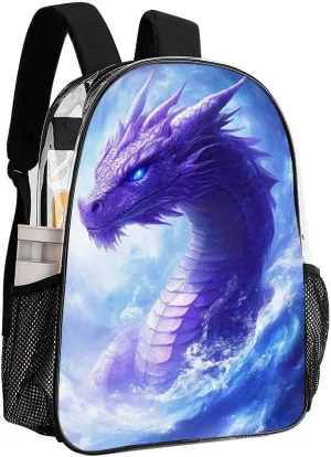 Lightweight Daypack Bookbag for Trekking Business Walking Cycling - Big Capacity Transparent Multipurpose Carry On Bag, Purple Dragon Business Computer Bag