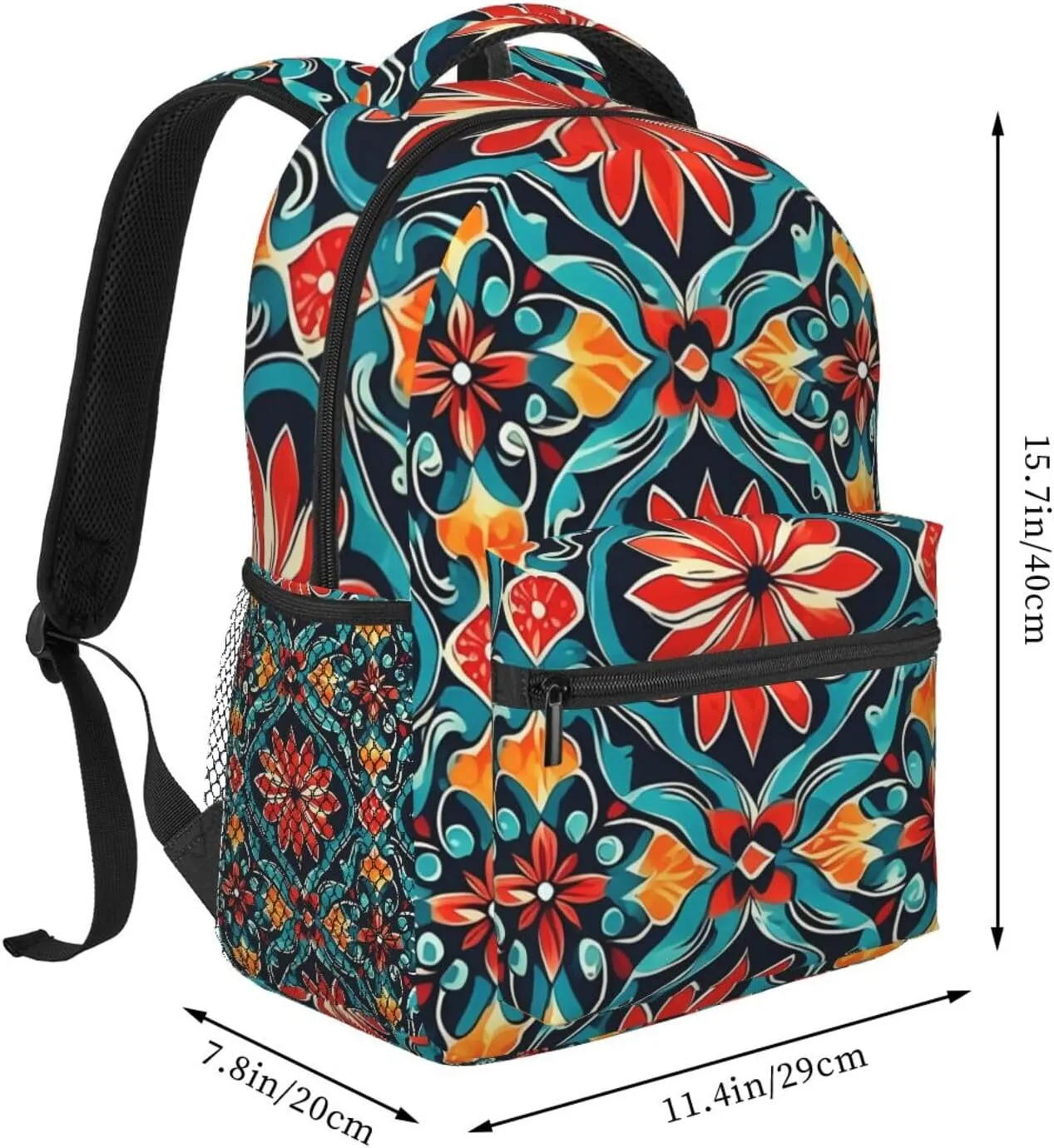 Lightweight Daypack for Camping Business Walking Cycling - Large Capacity Anti-Theft Multipurpose Bookbag, Flower Pattern Regular Distribution Design Gym Outdoor Hiking Backpack