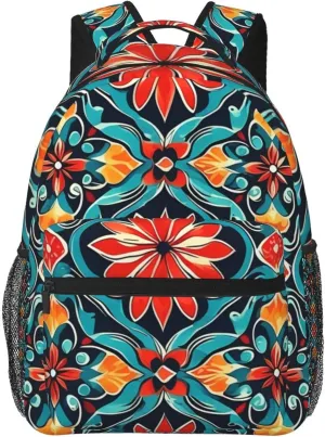 Lightweight Daypack for Camping Business Walking Cycling - Large Capacity Anti-Theft Multipurpose Bookbag, Flower Pattern Regular Distribution Design Gym Outdoor Hiking Backpack