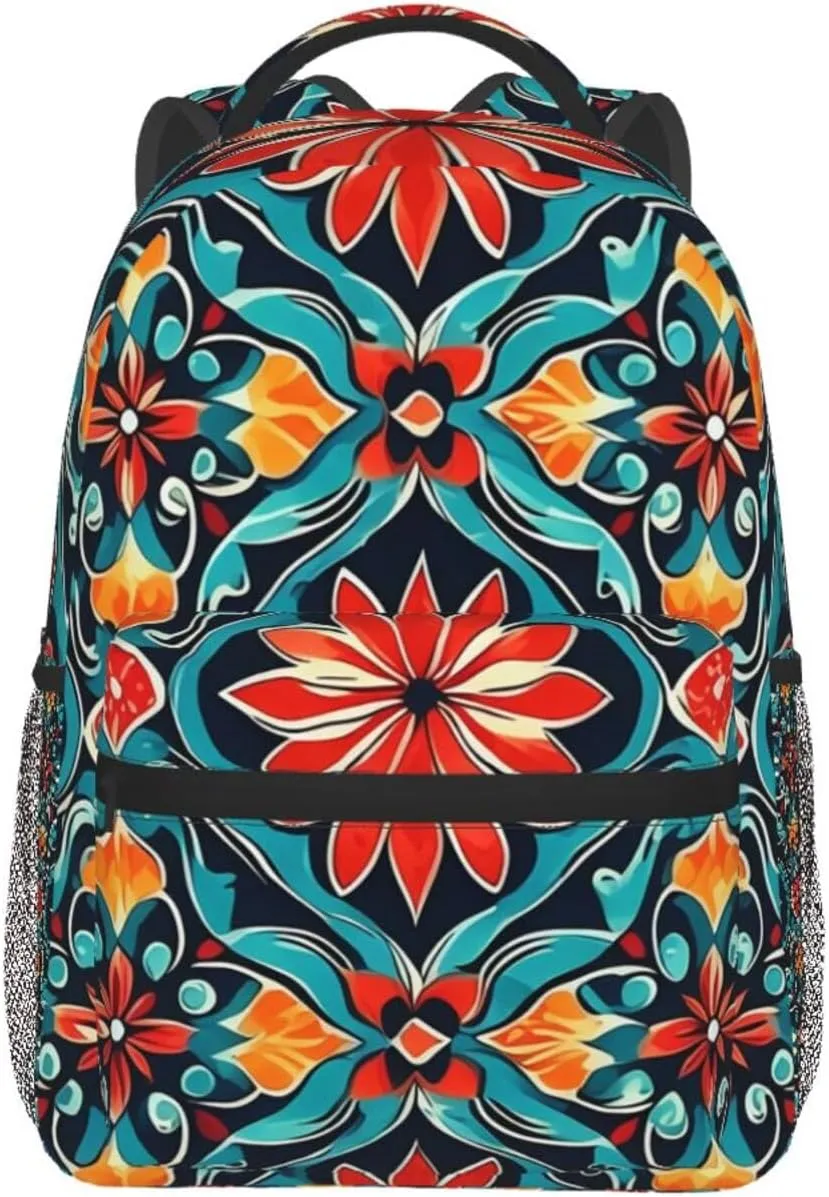 Lightweight Daypack for Camping Business Walking Cycling - Large Capacity Anti-Theft Multipurpose Bookbag, Flower Pattern Regular Distribution Design Gym Outdoor Hiking Backpack