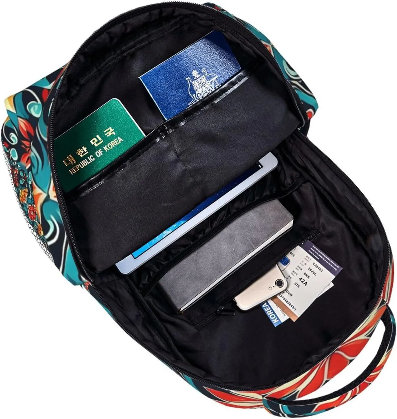 Lightweight Daypack for Camping Business Walking Cycling - Large Capacity Anti-Theft Multipurpose Bookbag, Flower Pattern Regular Distribution Design Gym Outdoor Hiking Backpack
