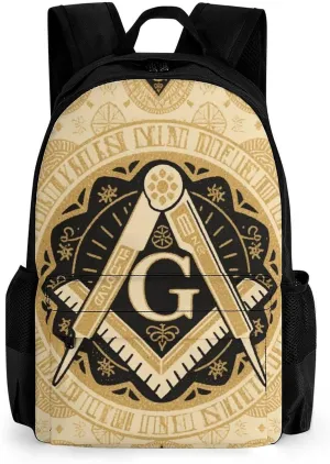 Lightweight Daypack for Camping Business Walking Cycling - Large Capacity Anti-Theft Multipurpose Bookbag, Gold Freemason Freemasonry Masonic Art Gym Outdoor Hiking Backpack