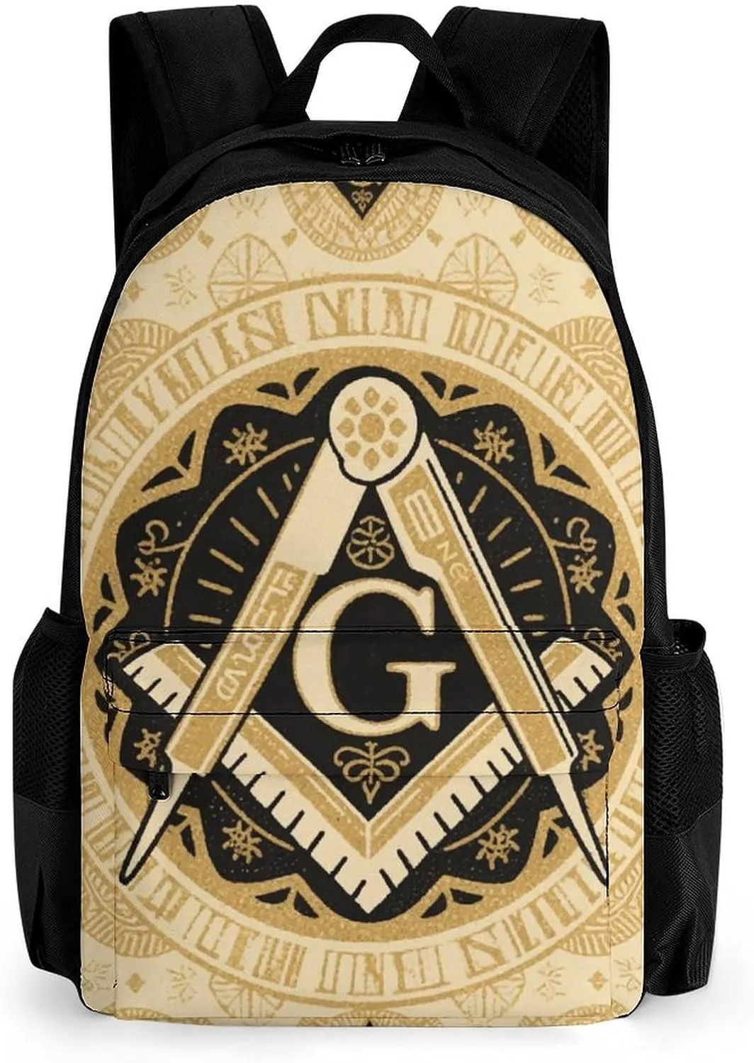 Lightweight Daypack for Camping Business Walking Cycling - Large Capacity Anti-Theft Multipurpose Bookbag, Gold Freemason Freemasonry Masonic Art Gym Outdoor Hiking Backpack