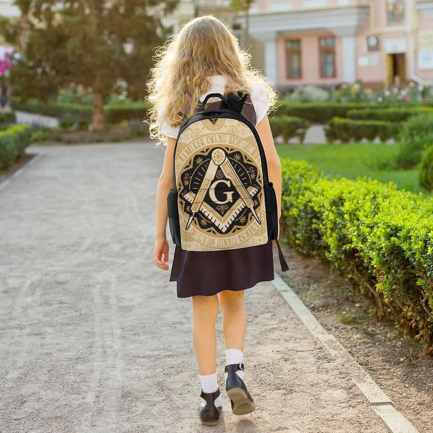 Lightweight Daypack for Camping Business Walking Cycling - Large Capacity Anti-Theft Multipurpose Bookbag, Gold Freemason Freemasonry Masonic Art Gym Outdoor Hiking Backpack