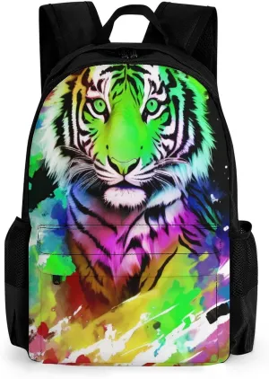 Lightweight Rucksack for Sports Travel Running - Big Capacity Multipurpose Anti-Theft Bookbag, Beautiful Wild Animal Tiger Abstract Art Travel and Sport Backpack Rucksack