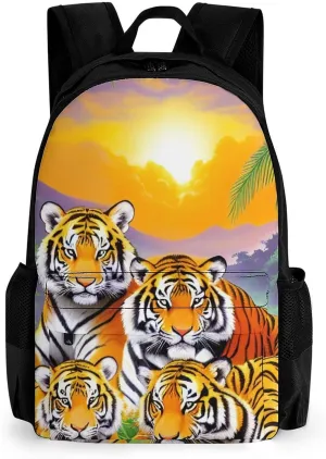 Lightweight Rucksack for Sports Travel Running - Big Capacity Multipurpose Anti-Theft Bookbag, King Of The Tiger Tropical Rainforest Landscape Jungle Art Travel and Sport Backpack Rucksack