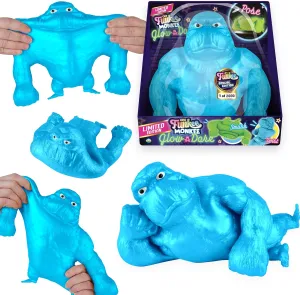Limited Numbered Series (2500 Produced) ORB Glow in The Dark Funkee Monkee (Blue) - Big 4.5 Lb Stretchy Monkey - Squishy, Squeeze for Stress Relief - Special Edition Collectible Toy for Kids / Adults