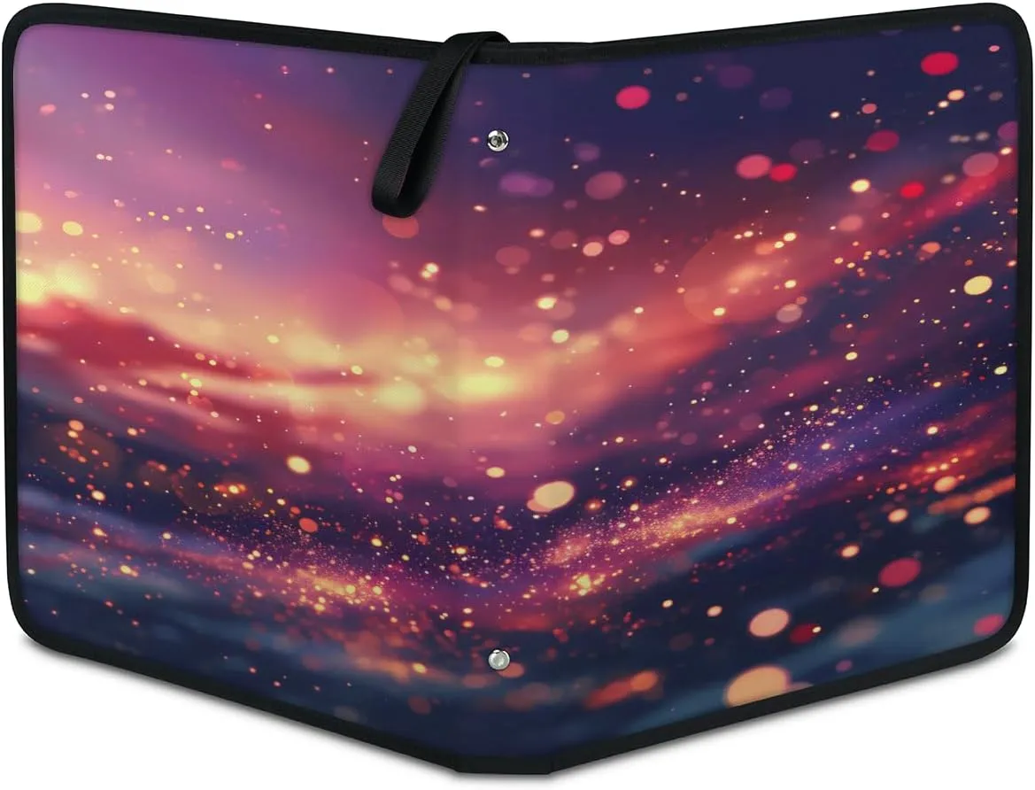 Little Bit of Stars 3 Ring Trading Zipper Binder Strap, Trading Card Binder 9 Pocket, 900 Pockets Card Holder with 50 Removable Sleeves for Game Cards