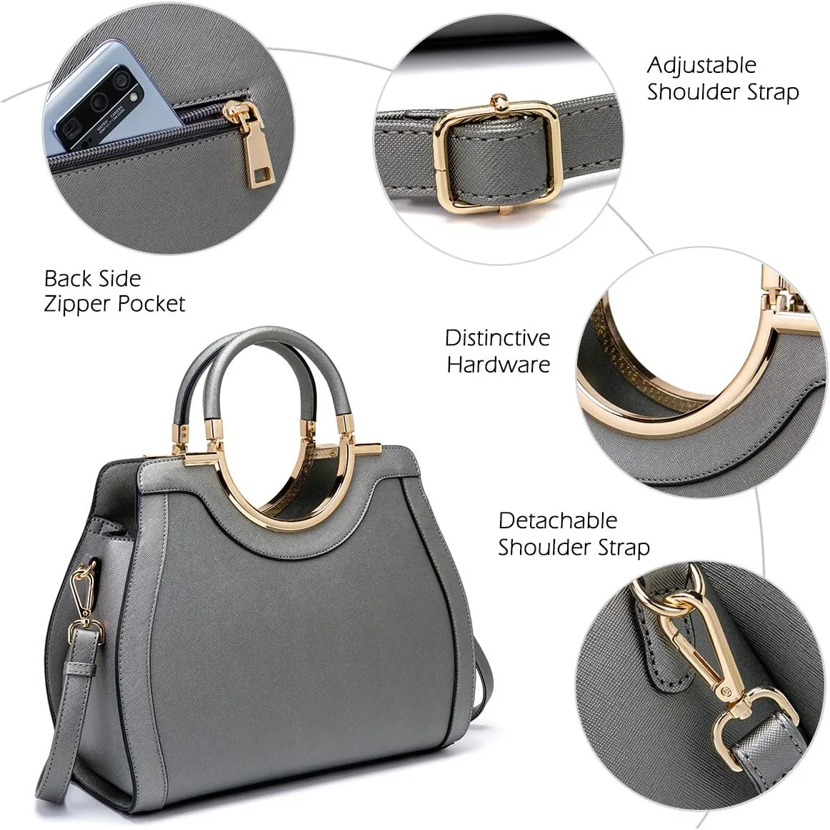 LJOSEIND Women’s Handbags Designer Purses Satchel Totes Structured Shoulder Bags
